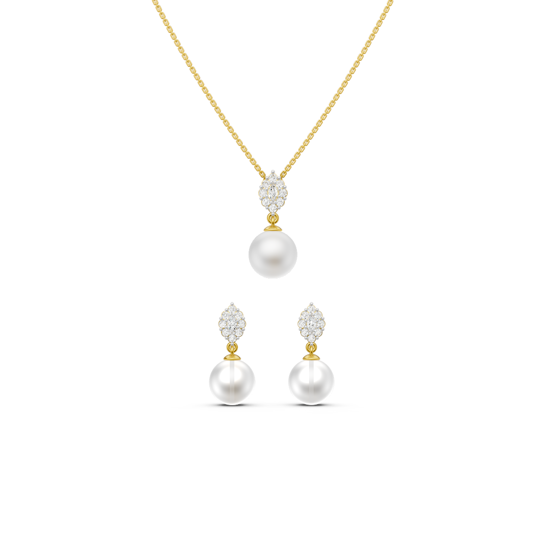 Pearl Drop Diamond Set