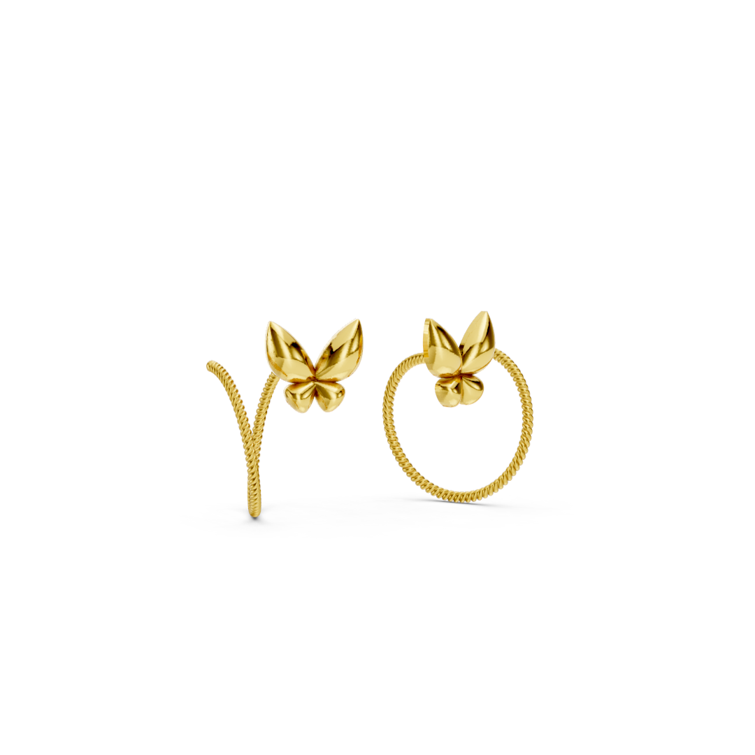 Puffed Butterfly Twisted Ear cuffs
