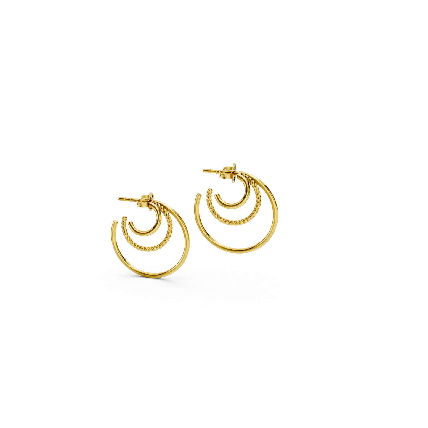 Boucles d'oreilles semi-créoles triples