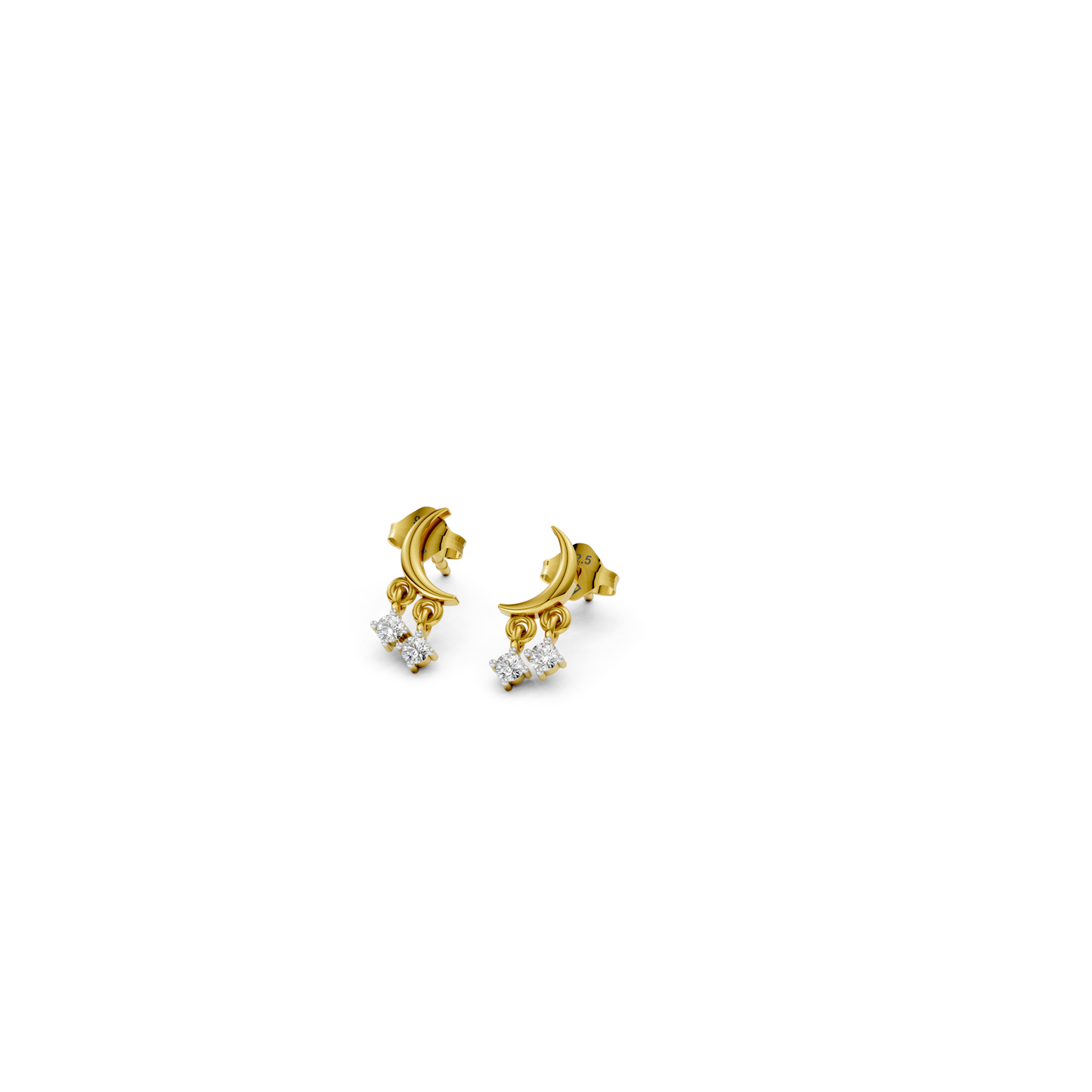 Solitaire drops Cresent Moon Earrings