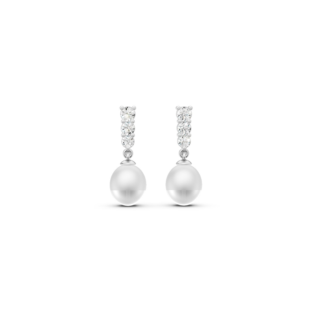 Diamond Line Pearl Drop Set