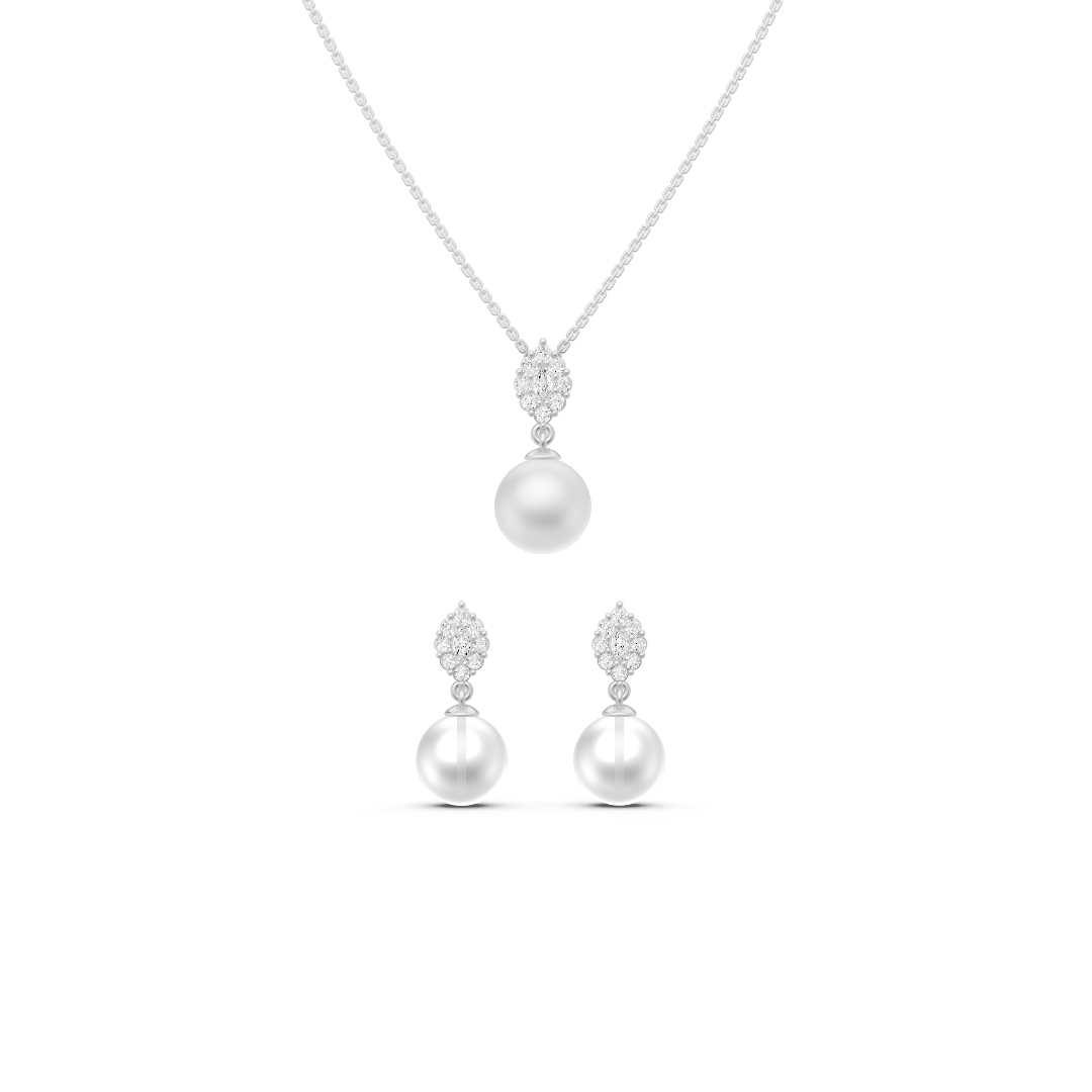 Pearl Drop Diamond Set