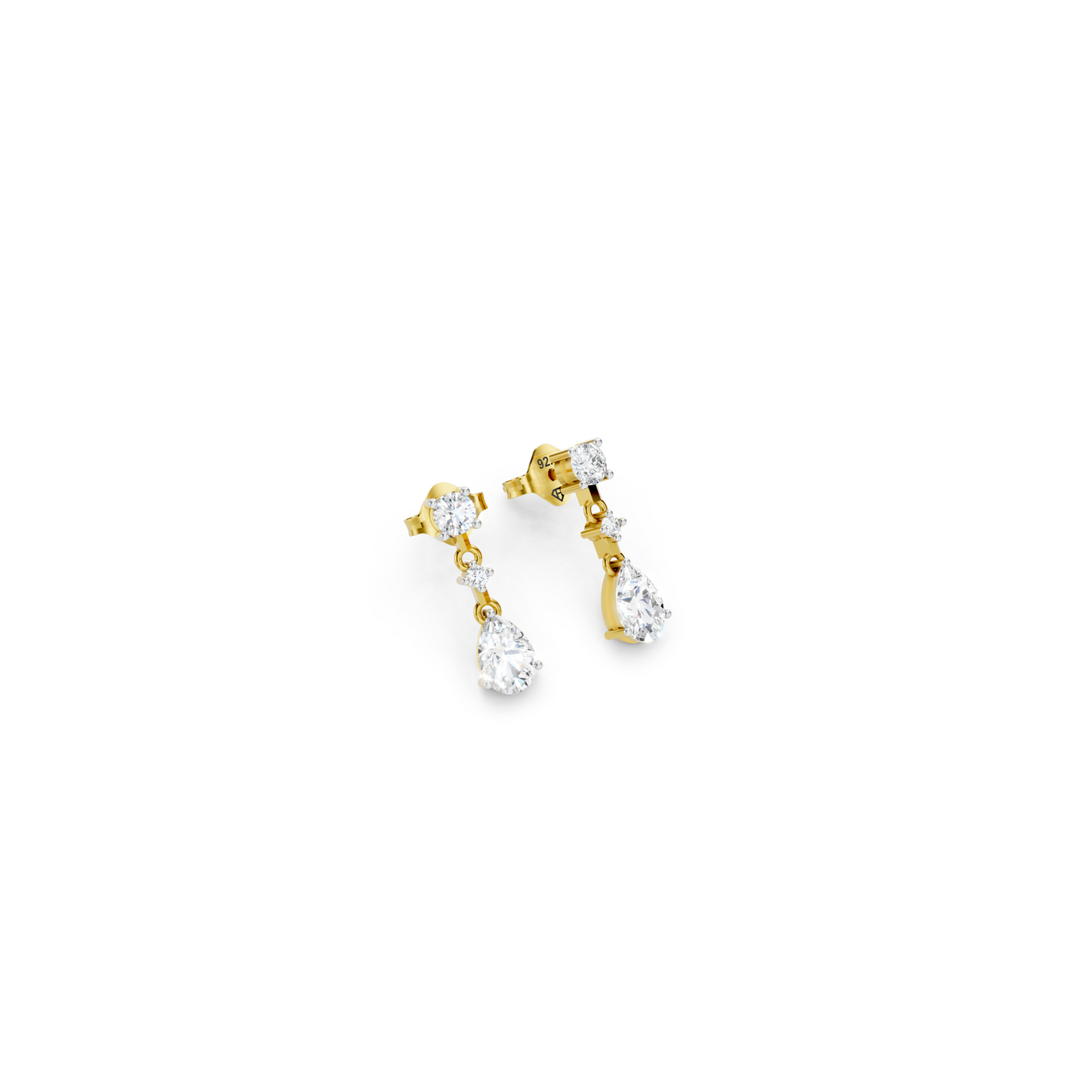 Solitaire Pear Drop Earrings