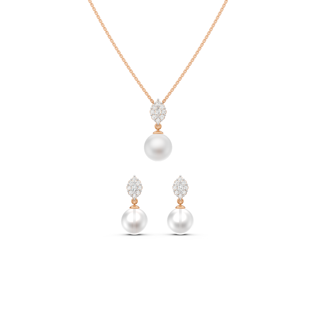 Pearl Drop Diamond Set