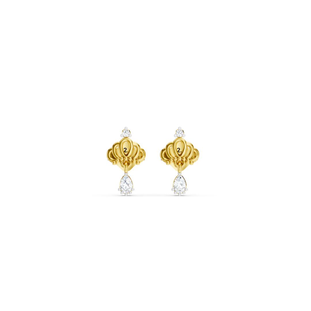 Pear Drop Crown Earrings
