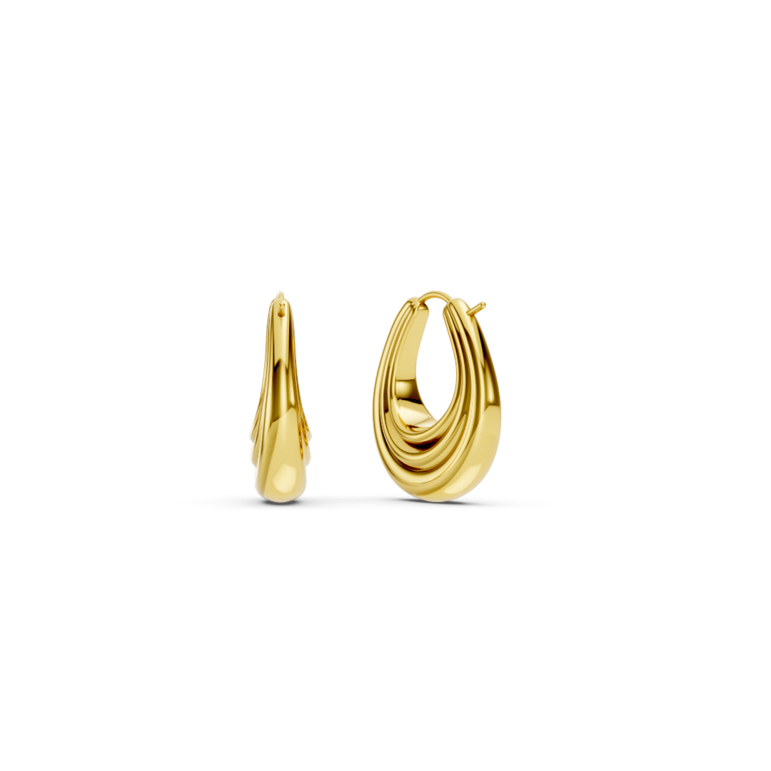 Ribbed Drop Hoop earrings