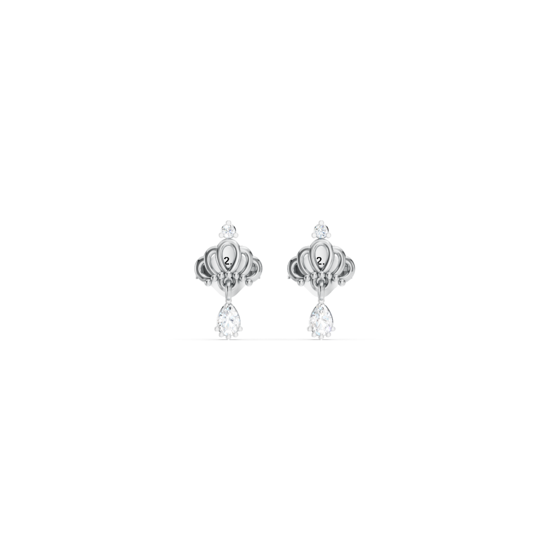 Pear Drop Crown Earrings
