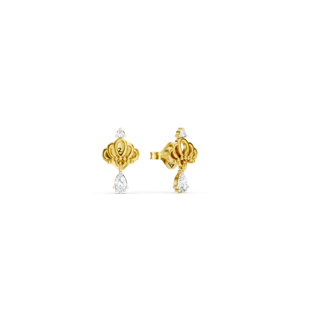 Pear Drop Crown Earrings