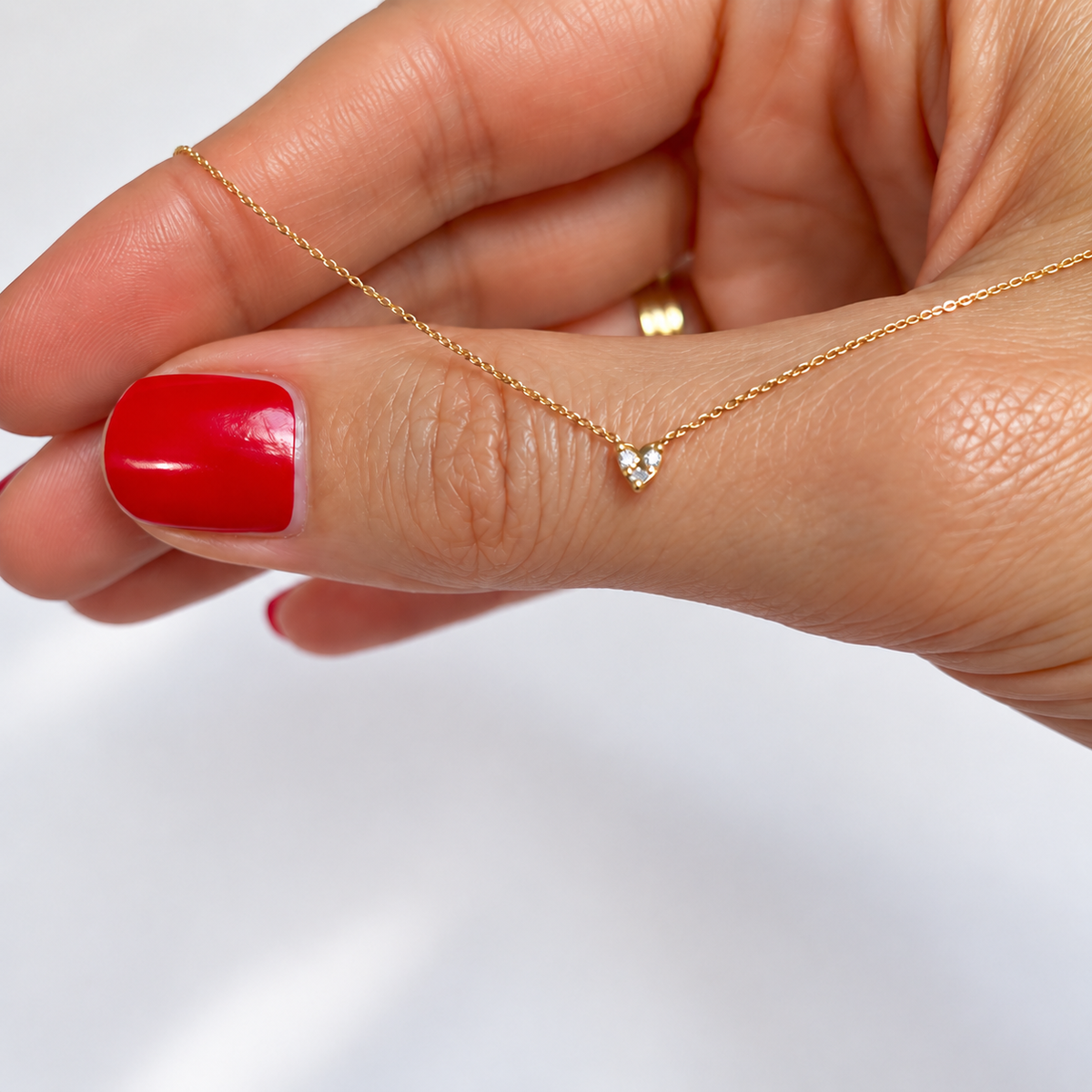 Micro Solitaire Heart Necklace