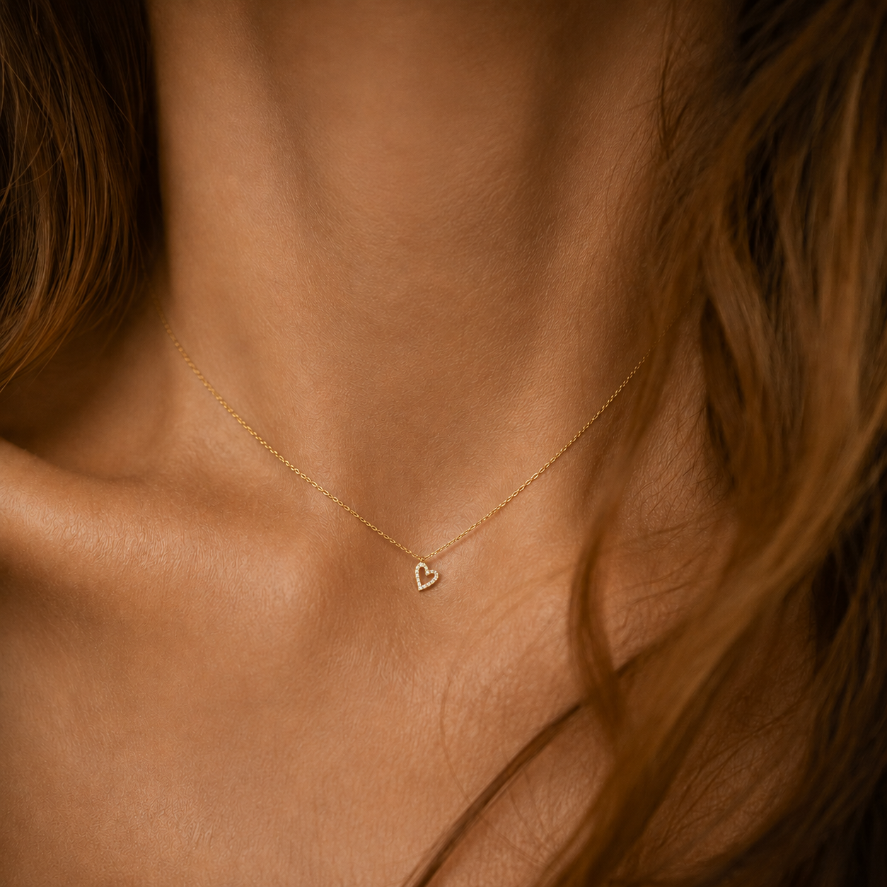 Tilted Heart Line Necklace